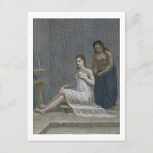 Turkish Girl, having her hair braided in the baths Postcard