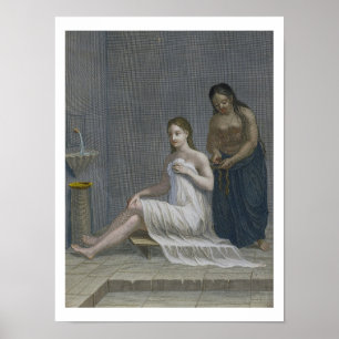 Turkish Girl, having her hair braided in the baths Poster