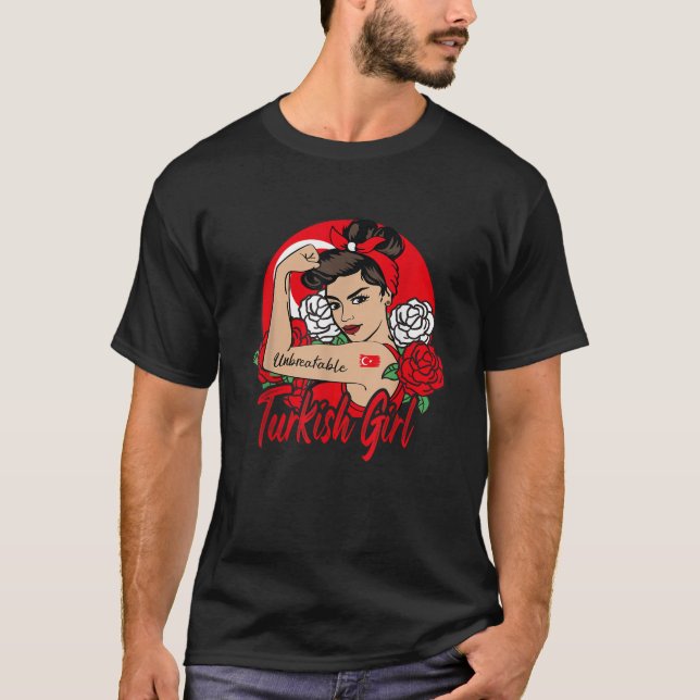 Turkish Girl Turkey Woman Turks Flag  T-Shirt (Front)