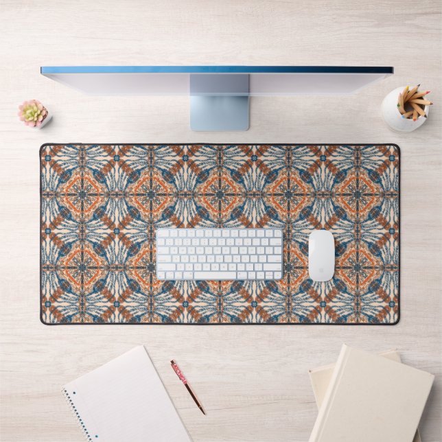Turkish Inspired: Textured Navy & Terracotta Desk Mat (Office 1)