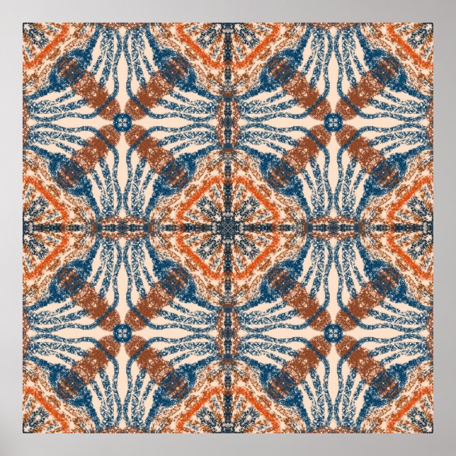 Turkish Inspired: Textured Navy & Terracotta Poster (Front)