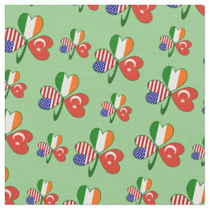 Turkish Irish American Flags Shamrock Personalised Fabric