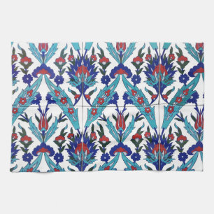 Turkish Iznik  Anatolia Floral Mosaic Pattern Tea Towel