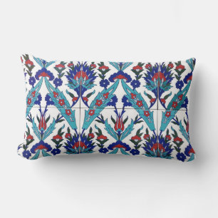 Turkish Iznik Floral Pattern Lumbar Cushion