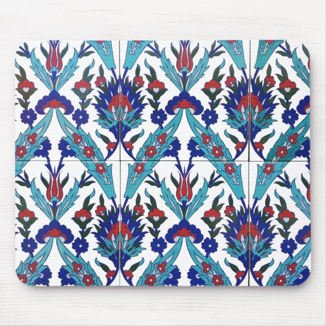 Turkish Iznik Floral Pattern Mouse Mat (Front)