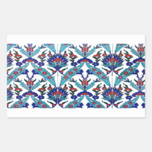 Turkish Iznik Floral Pattern Rectangular Sticker