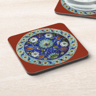Turkish Iznik Floral Pattern Tabletop Bartop Coaster