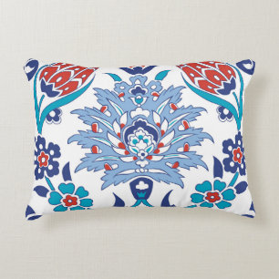 Turkish Iznik tiles: vintage pattern. Decorative Cushion