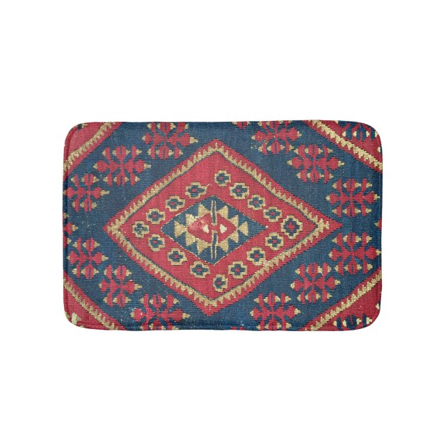 Turkish Kilim Carpet Rug Antique Red Blue (Front)