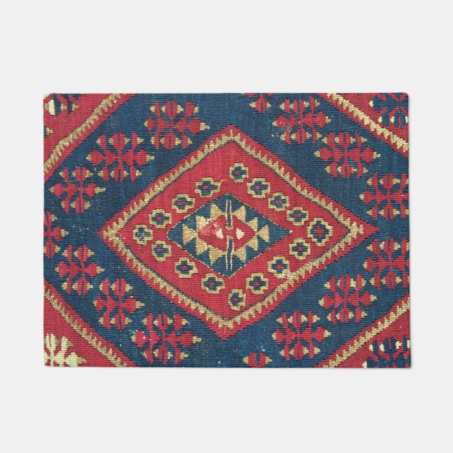 Turkish Kilim Carpet Rug Antique Red Blue (Front)
