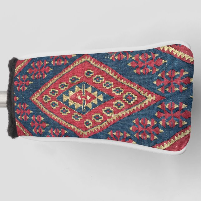 Turkish Kilim Carpet Rug Antique Red Blue Golf Head Cover (Front)