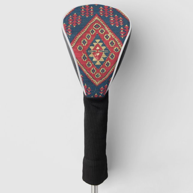 Turkish Kilim Carpet Rug Antique Red Blue Golf Head Cover (Front)