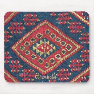 Turkish Kilim Carpet Rug Antique Red Blue Mouse Mat