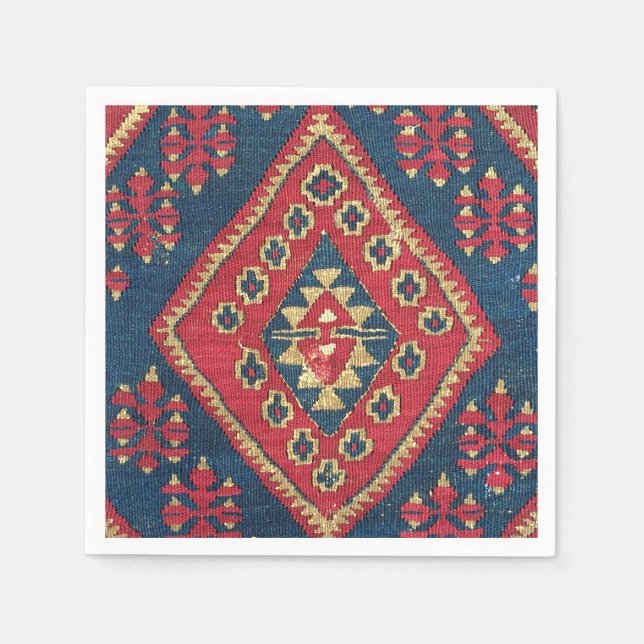 Turkish Kilim Carpet Rug Antique Red Blue  Napkin (Front)