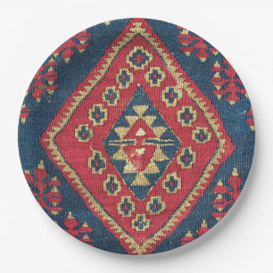 Turkish Kilim Carpet Rug Antique Red Blue  Paper Plate