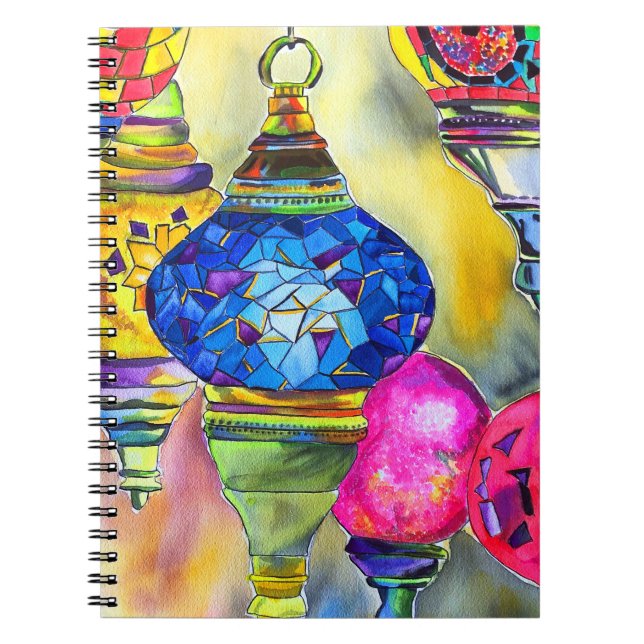 Turkish lamps mosaic watercolor fine art notebook (Front)