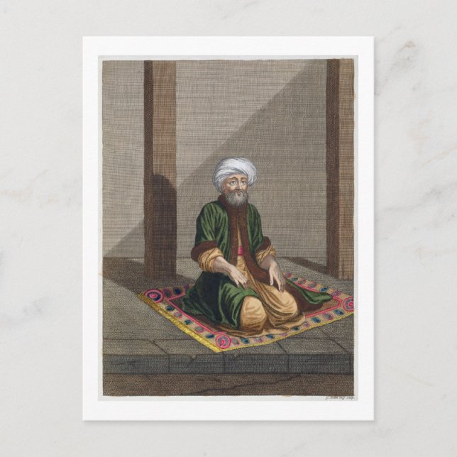 Turkish Man, praying, 18th century (engraving) Postcard (Front)