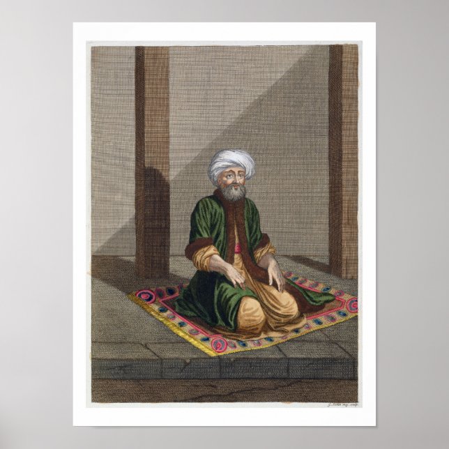 Turkish Man, praying, 18th century (engraving) Poster (Front)
