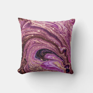 Turkish Marble Art: Gilded Abstract Cushion