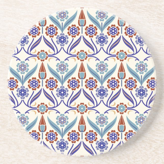 Turkish Mosaic: Colourful Seamless Pattern Coaster (Front)