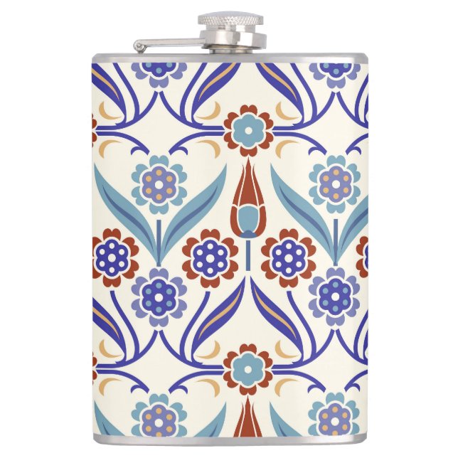 Turkish Mosaic: Colourful Seamless Pattern Hip Flask (Front)