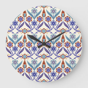 Turkish Mosaic: Colourful Seamless Pattern Large Clock