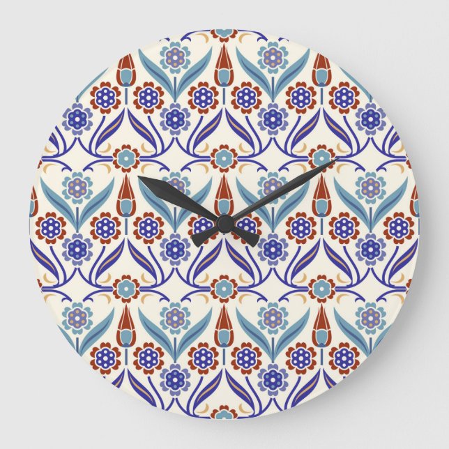 Turkish Mosaic: Colourful Seamless Pattern Large Clock (Front)