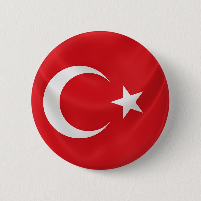 turkish national flag 6 cm round badge (Front)