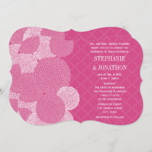 Turkish Pink Rose Floral Chrysanthemum Wedding Invitation