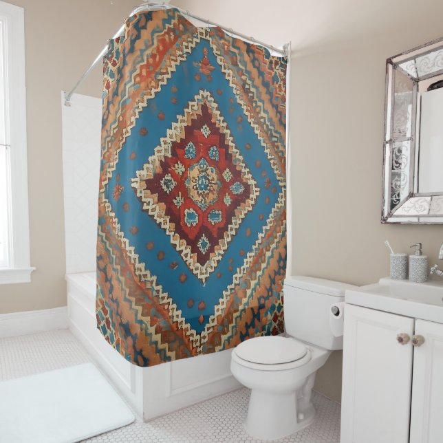 Turkish Popular Beautiful Old Pattern Collection Shower Curtain (In Situ)