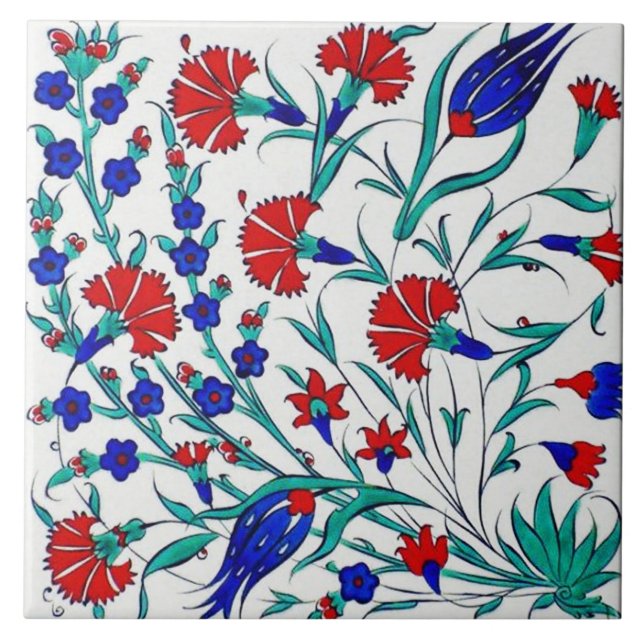 Turkish Pretty Floral Ceramic Tile  (Front)