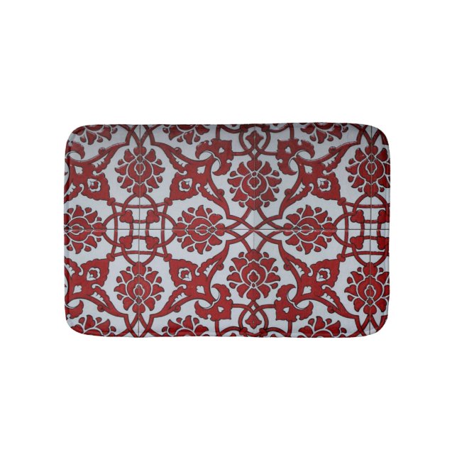 Turkish Red  Ceramic Floral Bath Mat (Front)