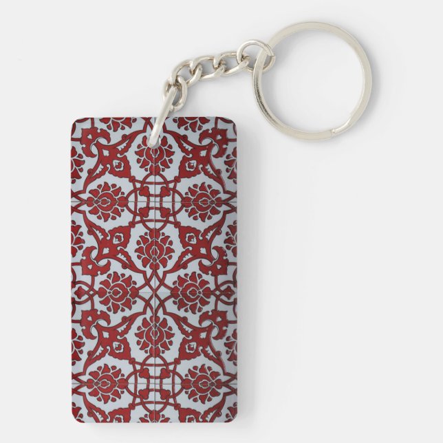 Turkish Red  Ceramic Floral Key Ring (Back)