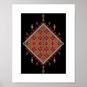 Turkish Rug Pattern in Red Poster