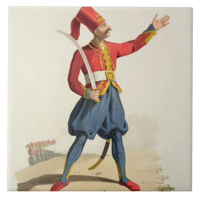 Turkish soldier, from 'Costumes of the Various Nat Tile (Front)
