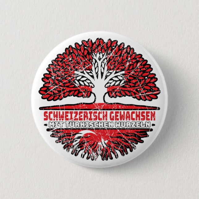 Turkish Swiss tree root flag 6 Cm Round Badge (Front)