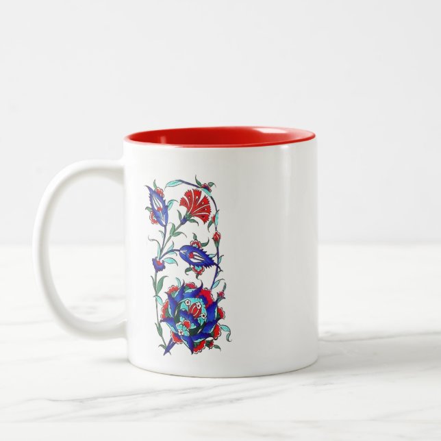 Turkish Tile Flower Two-Tone Coffee Mug (Left)