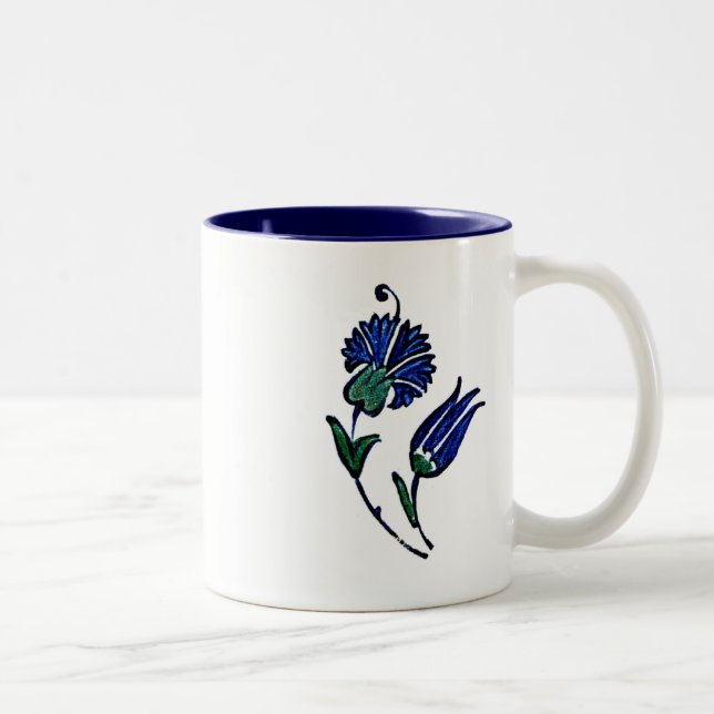 Turkish Tile Flower Two-Tone Coffee Mug (Right)