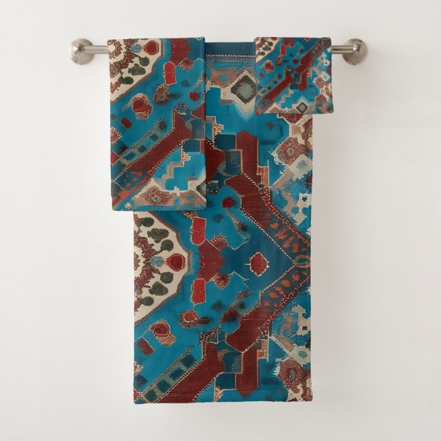 Turkish Trendy Beautiful Old Pattern Collection Bath Towel Set (Insitu)