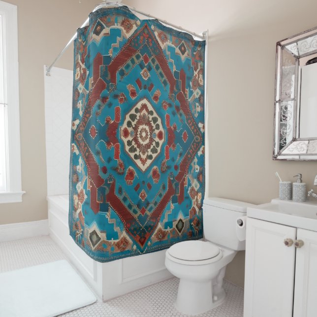 Turkish Trendy Beautiful Old Pattern Collection Shower Curtain (In Situ)