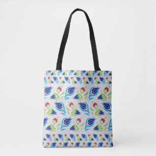 Turkish tulip pattern tote bag