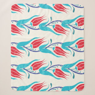 Turkish Tulips: Traditional Seamless Motif. Sherpa Blanket