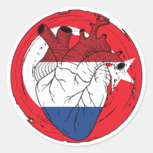 Turkish Turkey Koningsdag Dutch Netherlands Heart  Classic Round Sticker