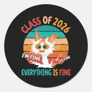 Turkish Van Cat Cl Of 2026 I Am Fine Student Gradu Classic Round Sticker
