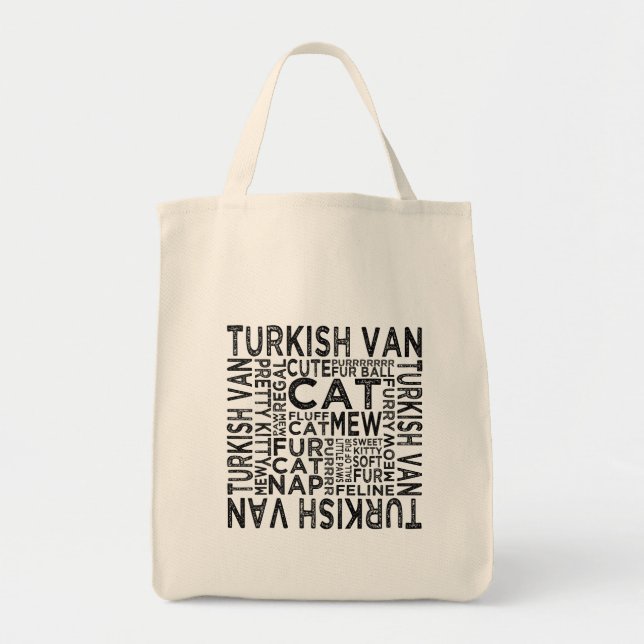 Turkish Van Cat Typography Tote Bag (Front)
