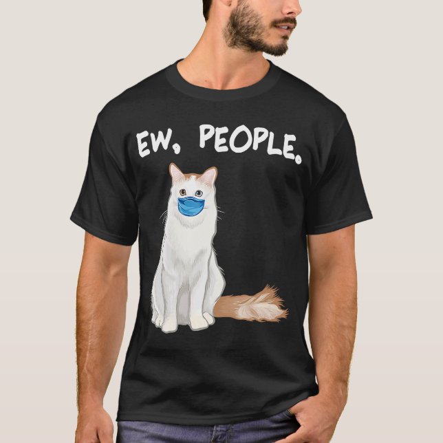 Turkish Van Ew People Cat Wearing Face Mask T-Shirt (Front)