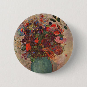 Turkish Vase by Odilon Redon, Vintage Flowers Art 6 Cm Round Badge