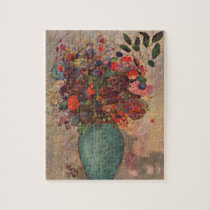Turkish Vase by Odilon Redon, Vintage Flowers Art Jigsaw Puzzle