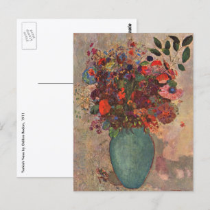 Turkish Vase by Odilon Redon, Vintage Flowers Art Postcard