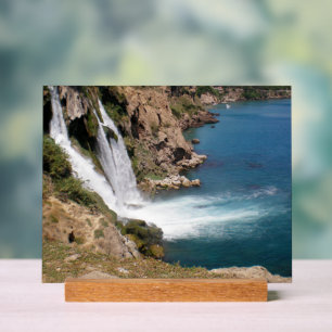 Turkish waterfall Duden with Mediterranean sea Acrylic Sign